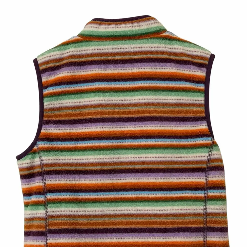 HOOEY Girls' Serape Striped Print Reversible Zip Up Western Fleece Vest, Medium